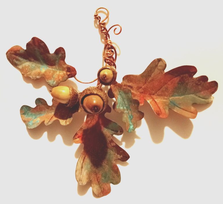 Copper oak leaves and acorns