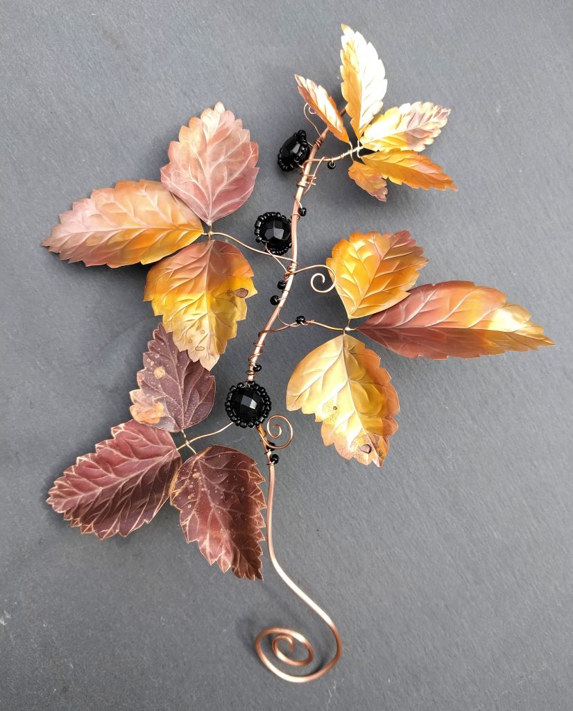 Copper Blackberry Bramble Art | Copper Anniversary Gift | Handmade Autumn Leaves