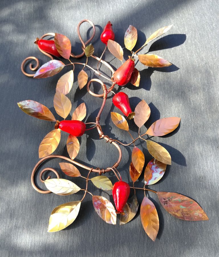 SOLD – 15.5cm tall Copper Leaves & Rose Hips Wall Art | Handmade Copper Wreath | Nature Gift 15.5cm tall Copper Leaves & Rose Hips Wall Art | Handmade Copper Wreath | Nature Gift